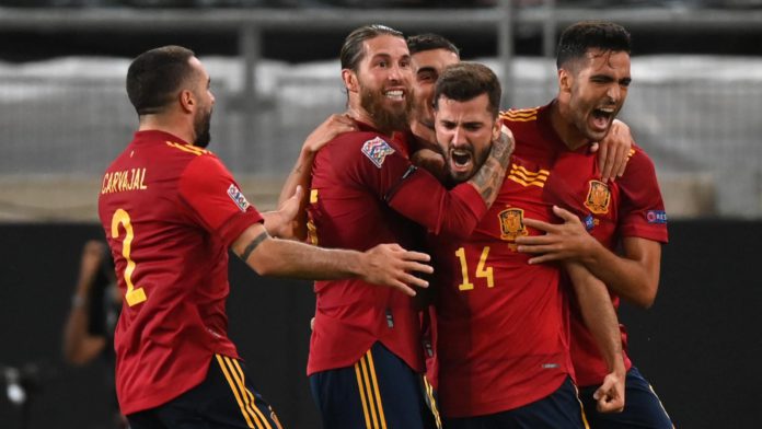 LUIS JOSE GAYA OF SPAIN CELEBRATES WITH TEAMMATES AFTER SCORING HIS TEAM'S FIRST GOAL DURING THE UEFA NATIONS LEAGUE GROUP STAGE MATCH BETWEEN GERMANY AND SPAIN AT MERCEDES-BENZ ARENA IMAGE CREDIT: GETTY IMAGES LUIS JOSE GAYA OF SPAIN CELEBRATES WITH TEAMMATES AFTER SCORING HIS TEAM'S FIRST GOAL DURING THE UEFA NATIONS LEAGUE GROUP STAGE MATCH BETWEEN GERMANY AND SPAIN AT MERCEDES-BENZ ARENA IMAGE CREDIT: GETTY IMAGES