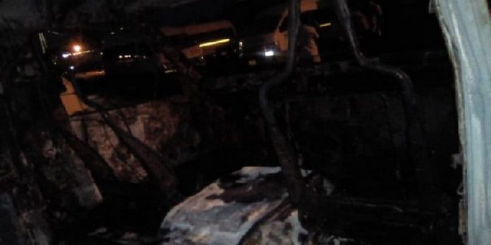 The STC bus burnt by alleged secessionist group The STC bus burnt by alleged secessionist group
