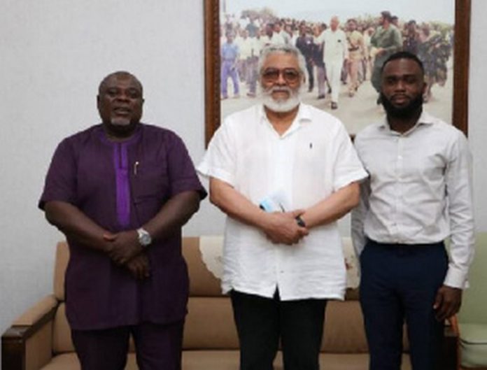 Former President Jerry John Rawlings with son of late John Evans Atta-Mills Former President Jerry John Rawlings with son of late John Evans Atta-Mills