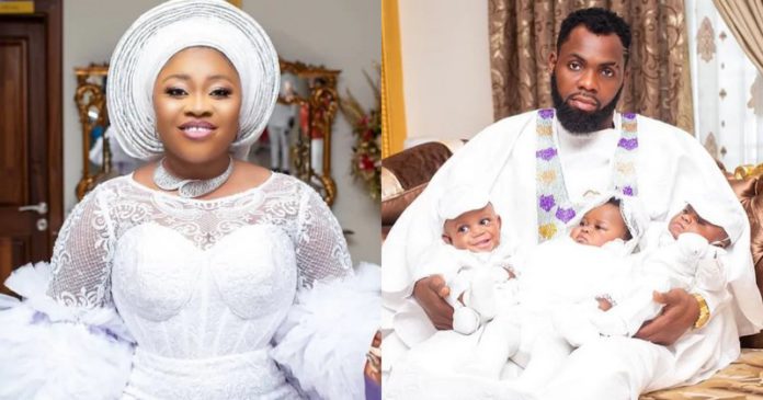 Obofour, his wife Ciara and their triplets Obofour, his wife Ciara and their triplets