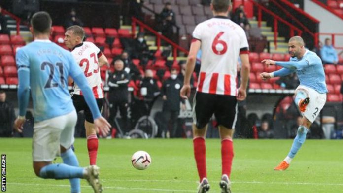 Walker's goal was his fourth for Manchester City Walker's goal was his fourth for Manchester City