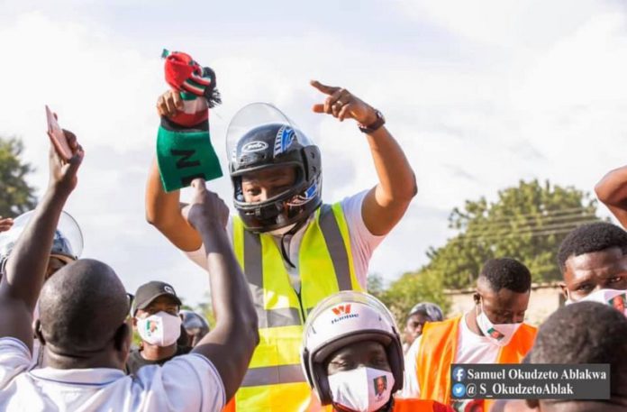 Okudzeto Ablakwa was joined by dozens of Okada riders to file his nomination Okudzeto Ablakwa was joined by dozens of Okada riders to file his nomination