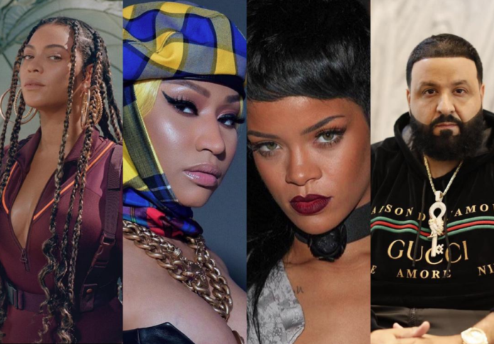 L-R: Beyonce, Nicki Minaj, Rihanna and DJ khaled L-R: Beyonce, Nicki Minaj, Rihanna and DJ khaled
