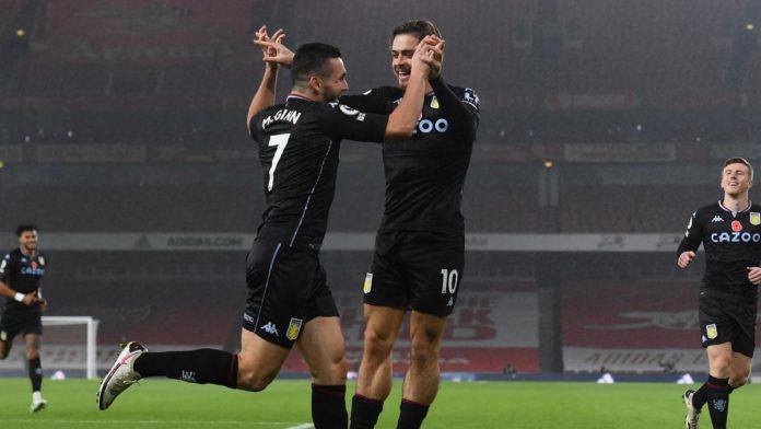 JOHN MCGINN OF ASTON VILLA CELEBRATES WITH TEAMMATE JACK GREALISH IMAGE CREDIT: GETTY IMAGES JOHN MCGINN OF ASTON VILLA CELEBRATES WITH TEAMMATE JACK GREALISH IMAGE CREDIT: GETTY IMAGES