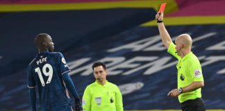 Nicolas Pepe red card, Leeds v Arsenal Image credit: Getty Images