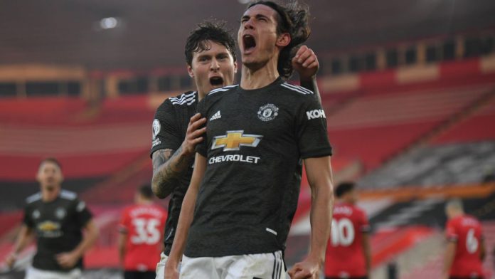 Edinson Cavani celebrates the winner for United Image credit: Getty Images Edinson Cavani celebrates the winner for United Image credit: Getty Images
