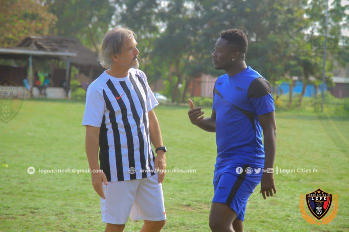 Asmaoah Gyan with Legon Cities coach Asmaoah Gyan with Legon Cities coach