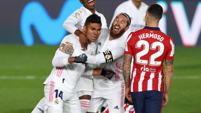 Carlos Henrique Casemiro, Sergio Ramos (Real Madrid) y Mario Hermoso (Atlético) Image credit: Getty Images Carlos Henrique Casemiro, Sergio Ramos (Real Madrid) y Mario Hermoso (Atlético) Image credit: Getty Images