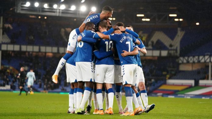 Gylfi Sigurdsson of Everton (hidden) celebrates with teammates Image credit: Getty Images Gylfi Sigurdsson of Everton (hidden) celebrates with teammates Image credit: Getty Images