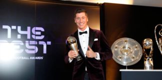 Robert Lewandowski of FC Bayern Muenchen poses after winning the FIFA Men's Player 2020 trophy during the FIFA The BEST Awards ceremony on December 17, 2020 in Munich, Germany. Image credit: Getty Images