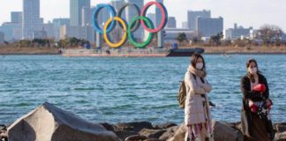 Olympic signs are in place in Tokyo