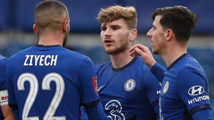 Chelsea's German striker Timo Werner (2R) celebrates with team-mates after scoring their second goal during the English FA Cup third round football match between Chelsea and Morecambe at Stamford Bridge Image credit: Getty Images Chelsea's German striker Timo Werner (2R) celebrates with team-mates after scoring their second goal during the English FA Cup third round football match between Chelsea and Morecambe at Stamford Bridge Image credit: Getty Images
