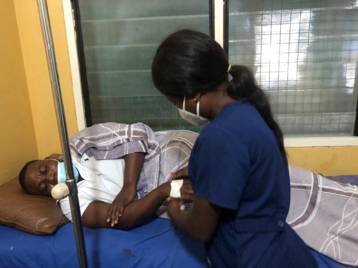 Asepa Executive Director Mensah Thompson receiving treatment at an undisclosed hospital Asepa Executive Director Mensah Thompson receiving treatment at an undisclosed hospital