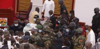 military storm parliament