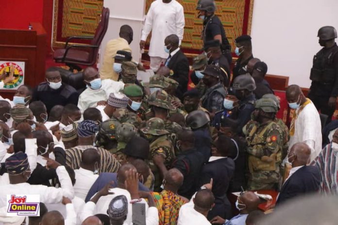 Parliament military storm parliament