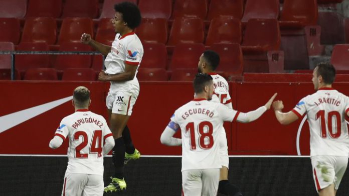 Jules Kounde of Sevilla celebrates after scoring their side's first goal during the Copa del Rey Semi Final First Leg match between Sevilla and FC Barcelona at Estadio Ramon Sanchez Pizjuan on February 10, 2021 in Seville, Spain Image credit: Getty Images Jules Kounde of Sevilla celebrates after scoring their side's first goal during the Copa del Rey Semi Final First Leg match between Sevilla and FC Barcelona at Estadio Ramon Sanchez Pizjuan on February 10, 2021 in Seville, Spain Image credit: Getty Images