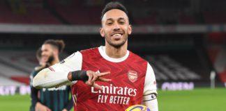 Pierre-Emerick Aubameyang holds the match ball Image credit: Getty Images