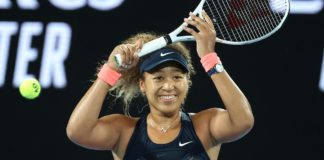 Japan's Naomi Osaka celebrates winning against Jennifer Brady of the US during their women's singles final match on day thirteen of the Australian Open tennis tournament in Melbourne Image credit: Getty Images