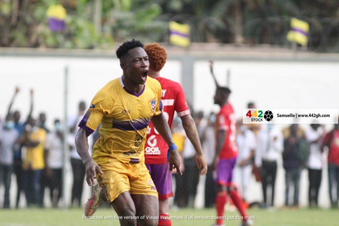 Justice Blay celebrates against Hearts of Oak Justice Blay celebrates against Hearts of Oak