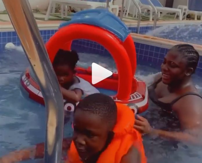 Tracey Boakye and her kids enjoy pool time Tracey Boakye and her kids enjoy pool time