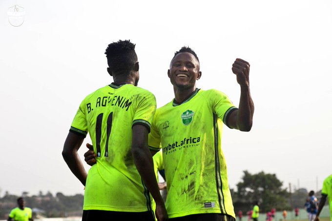 Joseph Esso celebrates against Aduana Stars Joseph Esso celebrates against Aduana Stars