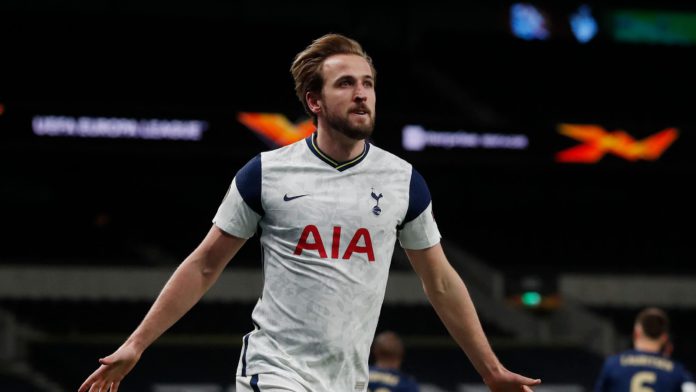 Tottenham Hotspur's English striker Harry Kane celebrates scoring the opening goal during the UEFA Europa League round of 16 first leg football match between Tottenham Hotspur and Dinamo Zagreb at the Tottenham Hotspur Stadium Image credit: Getty Images Tottenham Hotspur's English striker Harry Kane celebrates scoring the opening goal during the UEFA Europa League round of 16 first leg football match between Tottenham Hotspur and Dinamo Zagreb at the Tottenham Hotspur Stadium Image credit: Getty Images