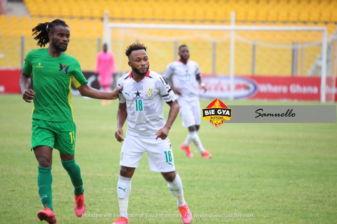 Gladson Awako in action against Sao Tome Gladson Awako in action against Sao Tome
