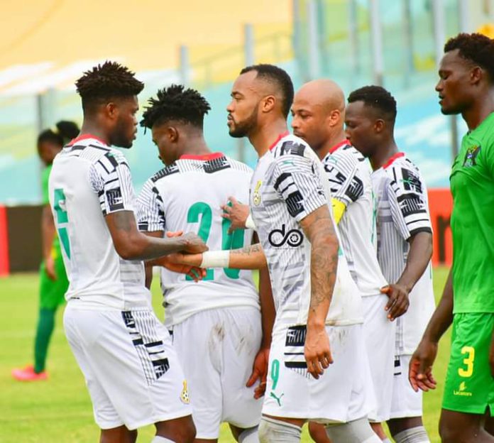 Black Stars players celebrate against Sao Tome Black Stars players celebrate against Sao Tome