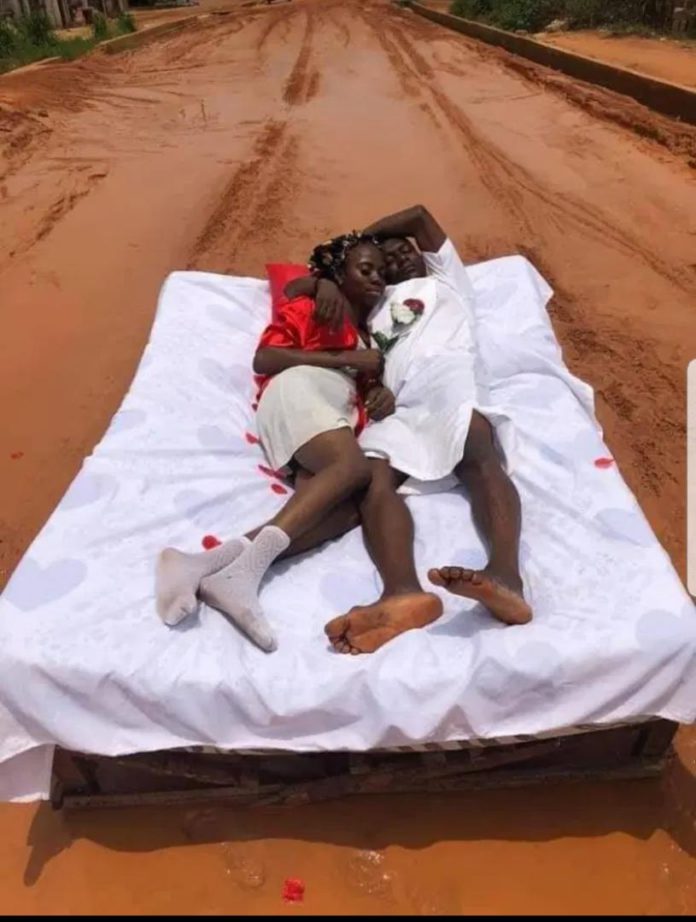 Couple hold honeymoon on muddy road
