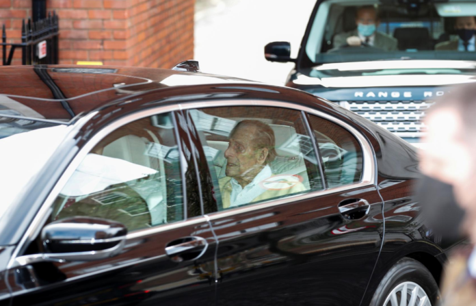 Britain's Prince Philip leaves King Edward VII's Hospital in London, Britain March 16, 2021. REUTERS/Peter Cziborra Britain's Prince Philip leaves King Edward VII's Hospital in London, Britain March 16, 2021. REUTERS/Peter Cziborra