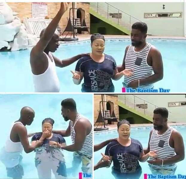 Agradaa baptising in swimming pool Agradaa baptising in swimming pool