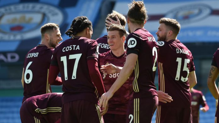 3027554-62106808-2560-1440 Stuart Dallas of Leeds United celebrates with teammates Image credit: Getty Images