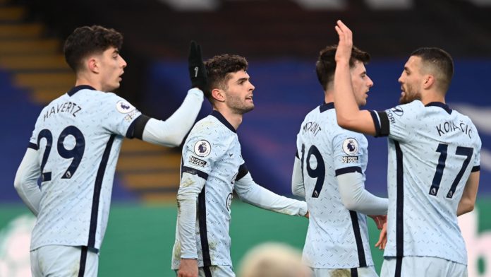 Christian Pulisic of Chelsea celebrates after scoring their team's fourth goal during the Premier League match between Crystal Palace and Chelsea at Selhurst Park on April 10, 2021 in London, England. Image credit: Getty Images Christian Pulisic of Chelsea celebrates after scoring their team's fourth goal during the Premier League match between Crystal Palace and Chelsea at Selhurst Park on April 10, 2021 in London, England. Image credit: Getty Images