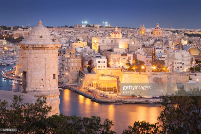 Night view of Valletta, Malta. Night view of Valletta, Malta.