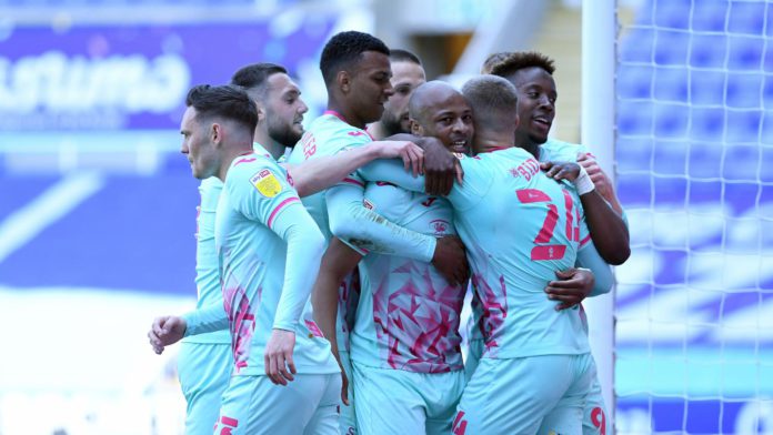 Ayew celebrate with Swansea City Ayew celebrate with Swansea City