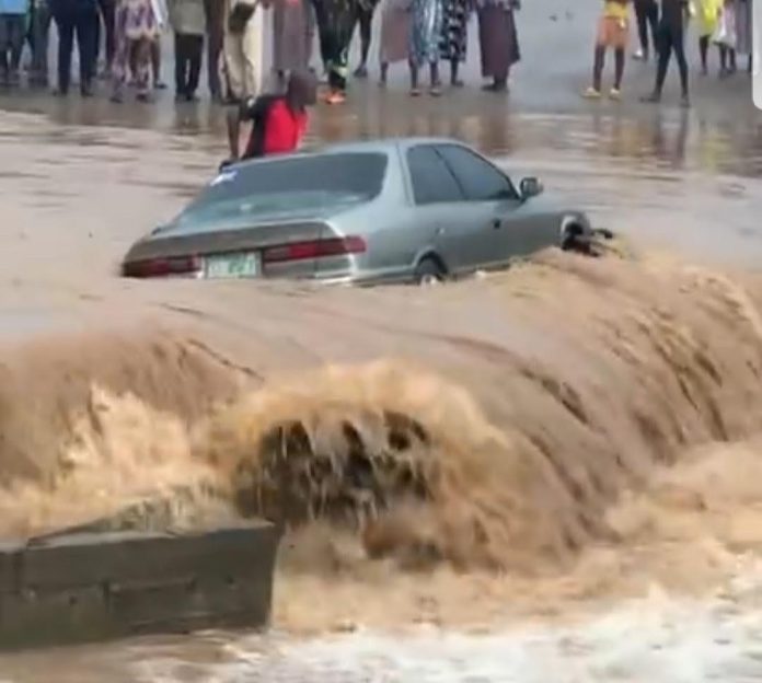 Man stranded in car after flood