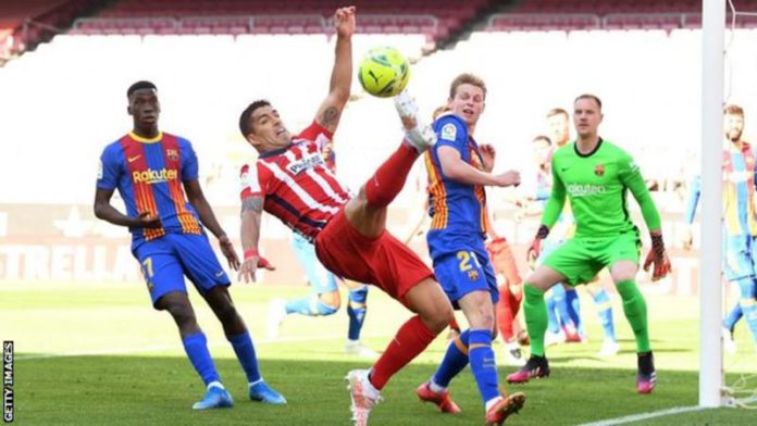 Luis Suarez was returning to the Nou Camp with Atletico Madrid for the first time Luis Suarez was returning to the Nou Camp with Atletico Madrid for the first time