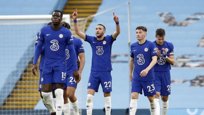 Hakim Ziyech of Chelsea celebrates after scoring their side's first goal during the Premier League match between Manchester City and Chelsea at Etihad Stadium Image credit: Getty Images Hakim Ziyech of Chelsea celebrates after scoring their side's first goal during the Premier League match between Manchester City and Chelsea at Etihad Stadium Image credit: Getty Images