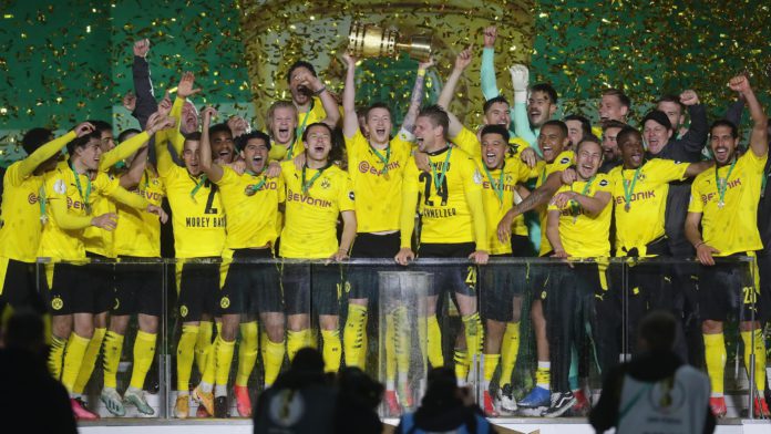 Dortmund celebrate with the trophy Image credit: Getty Images Dortmund celebrate with the trophy Image credit: Getty Images