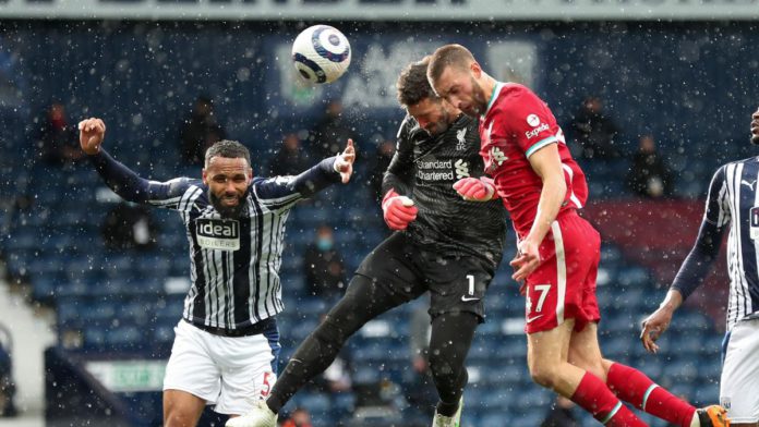 Goalkeeper Alisson Becker of Liverpool scores a goal to make it 1-2 during the Premier League match between West Bromwich Albion and Liverpool at The Hawthorns on May 16, 2021 in West Bromwich, United Kingdom. Image credit: Getty Images Goalkeeper Alisson Becker of Liverpool scores a goal to make it 1-2 during the Premier League match between West Bromwich Albion and Liverpool at The Hawthorns on May 16, 2021 in West Bromwich, United Kingdom. Image credit: Getty Images