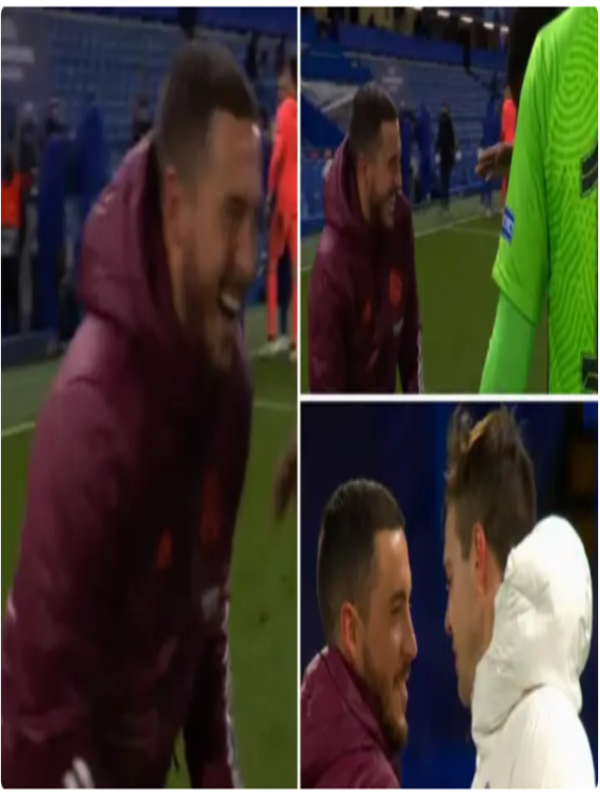 Eden Hazard laughing with ex-Chelsea players Eden Hazard laughing with ex-Chelsea players