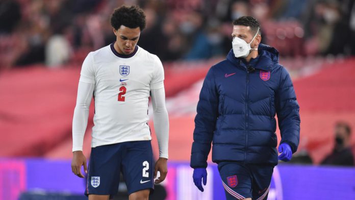 Trent limps off against Austria Image credit: Getty Images Trent limps off against Austria Image credit: Getty Images