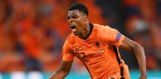 Denzel Dumfries of Netherlands celebrates Image credit: Getty Images