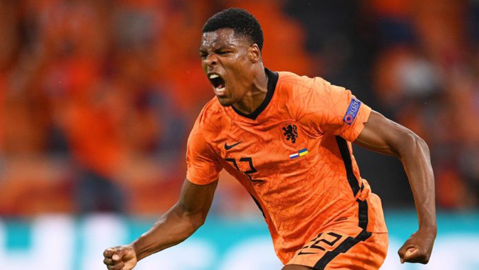 Denzel Dumfries of Netherlands celebrates Image credit: Getty Images Denzel Dumfries of Netherlands celebrates Image credit: Getty Images