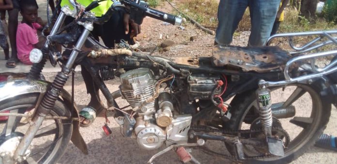 Motorbike involved in an accident