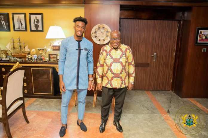 Callum Hudson Odoi and President Akufo Addo Callum Hudson Odoi and President Akufo Addo