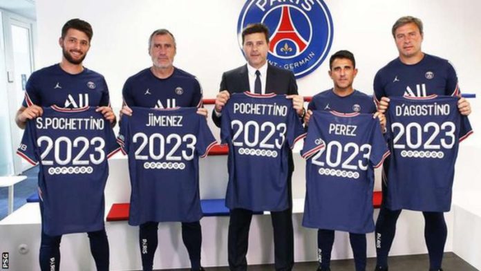 Mauricio Pochettino and his coaching staff at PSG Mauricio Pochettino and his coaching staff at PSG