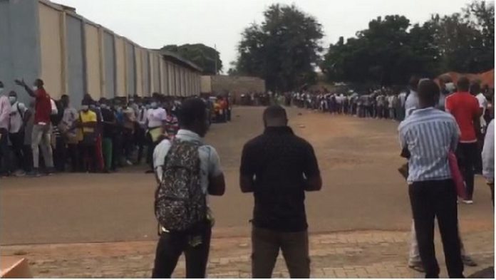 Thousands que for Ghana Armed Forces job at the EL-Wak stadium Thousands que for Ghana Armed Forces job at the EL-Wak stadium