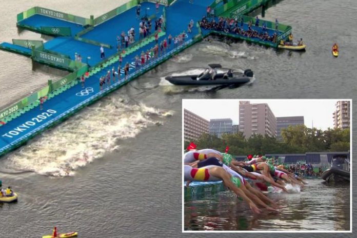 A boat was in the way of athletes as they dived into the water in shocking scenes A boat was in the way of athletes as they dived into the water in shocking scenes