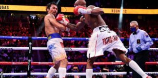 Manny Pacquiao (left) last fought in July 2019